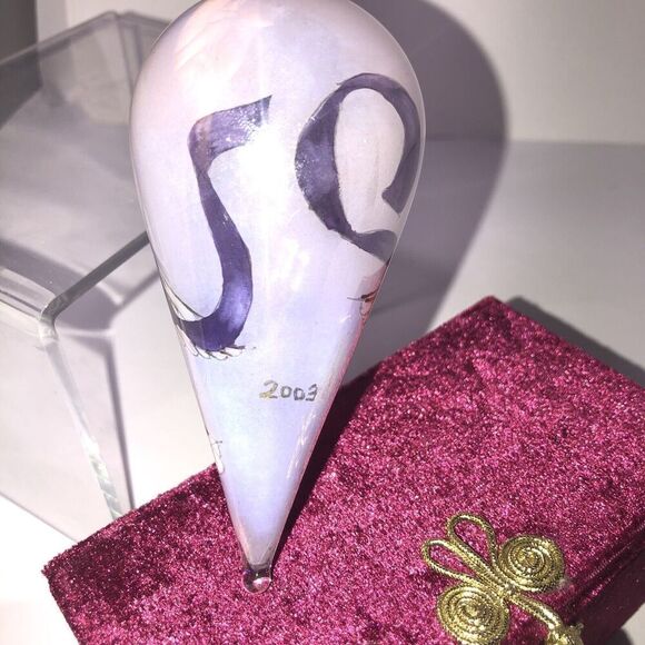 Li Bien WINGED ANGEL Reverse Hand Painted Glass Ornament 2003 pier one 1pc - Picture 4 of 7